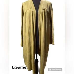 Liz & Me Plus Size Cardigan Sweater Olive Green